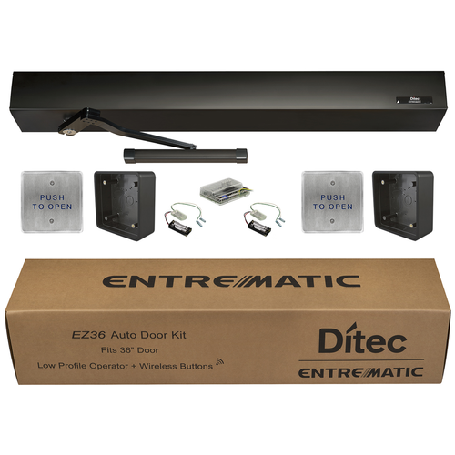 Record EZ36-RH-PULL-BZ Right Hand Pull Arm Auto Operator Kit with Push Plates Transmitters