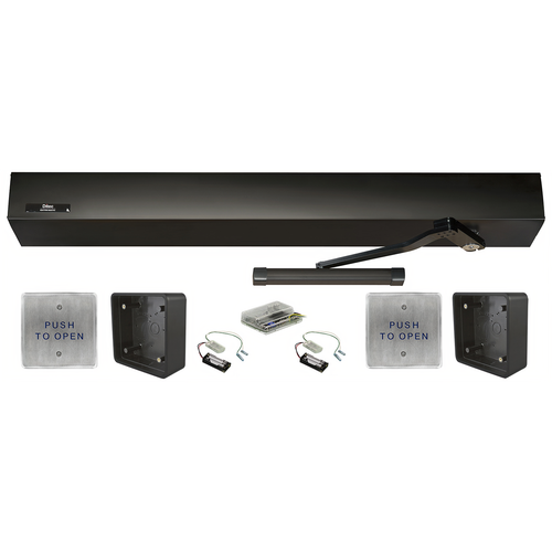 Record EZ36-LH-PULL-BZ Left Hand Pull Arm Auto Operator Kit with Push Plates Transmitters