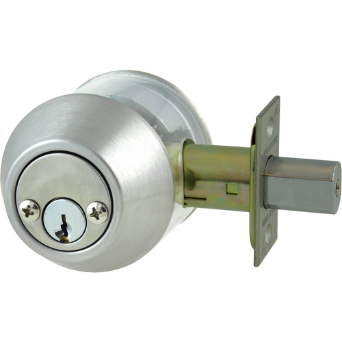 Dexter DB1000-DCT-626-KDC Grade 1 Double Cylinder Deadbolt, C Keyway, Adjustable Backset, Satin Chrome