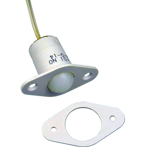 GRI DS-01-W Short Roller Ball Contact Switch, 360 Access, 12in Leads, Closed Loop, White