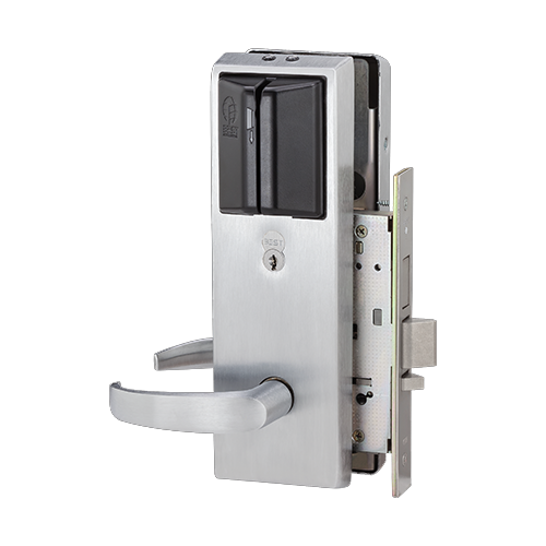 Best 45HG7TV14MS-626-RH-KOS-8CE-TRK3 Basis G Magnetic Stripe Mortise Lock, Right Hand, Satin Chrome, Key Override