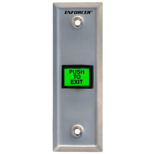 Seco-Larm SD-7103GC-PEQ Slim Illuminated Green Push-to-Exit Wall Plate, SPDT, 12-24V ACDC