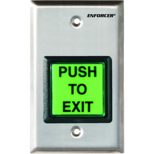 Seco-Larm SD-7202GC-PTQ Illuminated Green Push to Exit Button, Stainless Steel, Timer 1-180s, SPDT