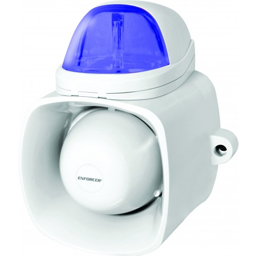 Seco-Larm SH-816S-SQ/B Xenon Tube Strobe Light Blue with 120DB Siren, Audio Input, 9-15VDC