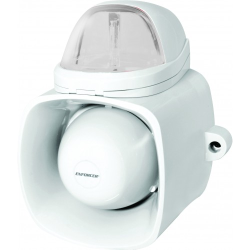Seco-Larm SH-816S-SQ/C Xenon Tube Strobe Light Clear with 120DB Siren, Audio Input, 9-15VDC