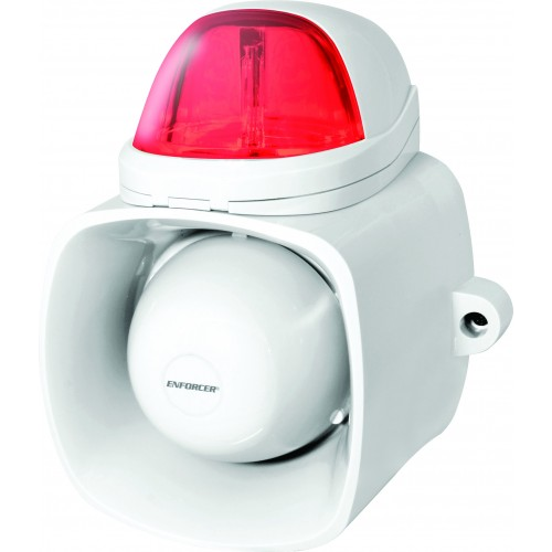Seco-Larm SH-816S-SQ/R Xenon Tube Strobe Light Red with 120DB Siren, Audio Input, 9-15VDC