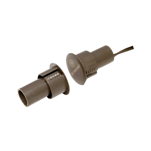 Seco-Larm SM-4105-LQ/B 3/4in Diameter Magnetic Contact, 1in Gap, 18in Wire Leads, NC, Brown