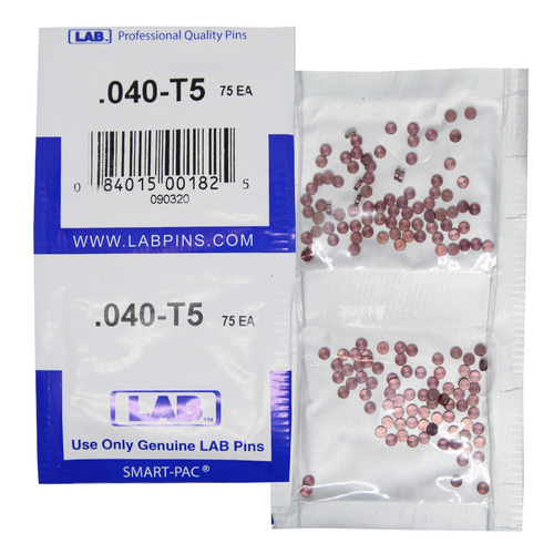 LAB 5040T-SP .040 Brass Top Pin, Color-Coded, .115 Dia, Crown .005, Smart Pack 150 Pins