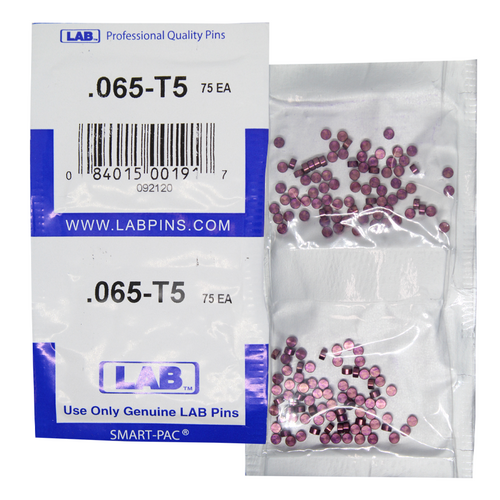 LAB 5065T-SP .065 Color-Coded Brass Top Pin, .115 Diameter, Crown .005, Smart Pack 150 Pins