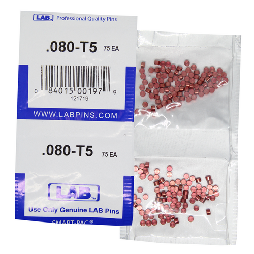 LAB 5080T-SP .080 Color-Coded Brass Alloy Top Pins, .115 Dia, Crown .005, Smart Pack 150