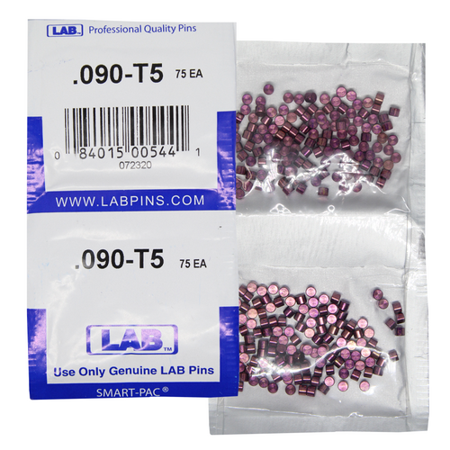 LAB 5090T-SP .090 Top Pin, Color-Coded Brass Alloy, .115 Dia, Crown .005, Smart Pack 150 Pins