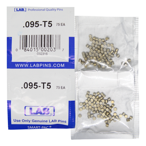 LAB 5095T-SP .095 Top Pin, Color-Coded Brass Alloy, .115 Dia, Crown .005, Smart Pack 150 Pins