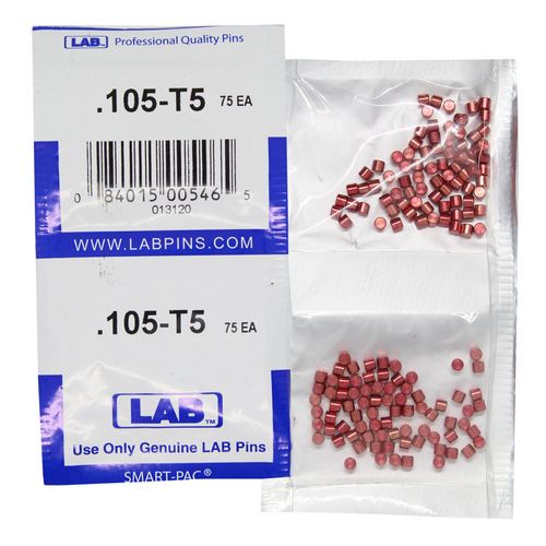 LAB 5105T-SP .105 Top Pin, Color-Coded Brass Alloy, .115 Dia, Crown .005, Smart Pack 150 Pins
