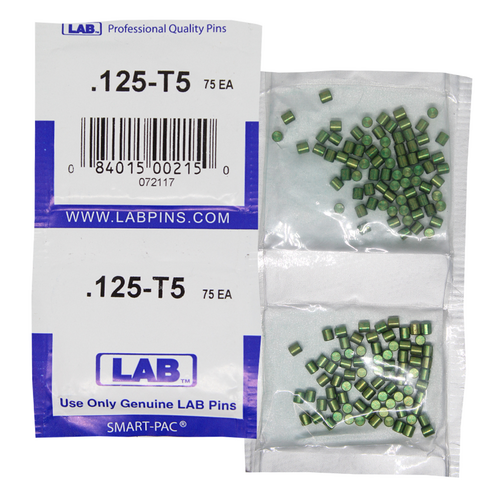 LAB 5125T-SP .125 Top Pin, Color-Coded Brass Alloy, .115 Dia, Crown .005, Smart Pack 150 Pins