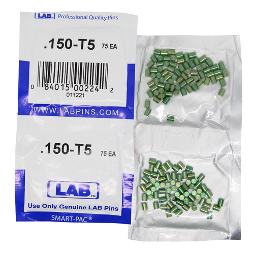 LAB 5150T-SP .150 Top Pin, Color-Coded Brass Alloy, .115 Dia, Crown .005, Smart Pack 150 Pins