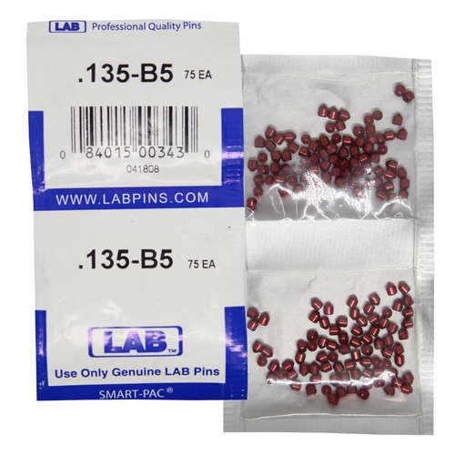 LAB 5135B-SP .135 Brass Bottom Pin, Color-Coded, .115 Dia, Crown .005, Smart Pack 150 Pins