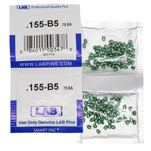 LAB 5155B-SP .155 Brass Bottom Pin, Color-Coded, .115 Dia, Crown .005, Smart Pack 150 Pins
