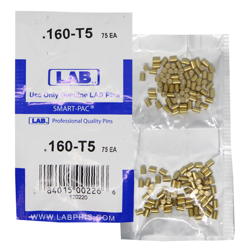 LAB 5160T-SP .160 Color-Coded Brass Top Pin, .115 Dia, Crown .005, Smart Pack 150 Pins