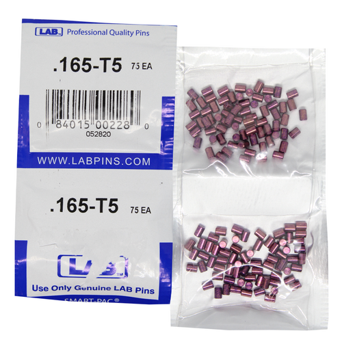 LAB 5165T-SP .165 Top Pin, Color-Coded Brass Alloy, .115 Dia, Crown .005, Smart Pack 150