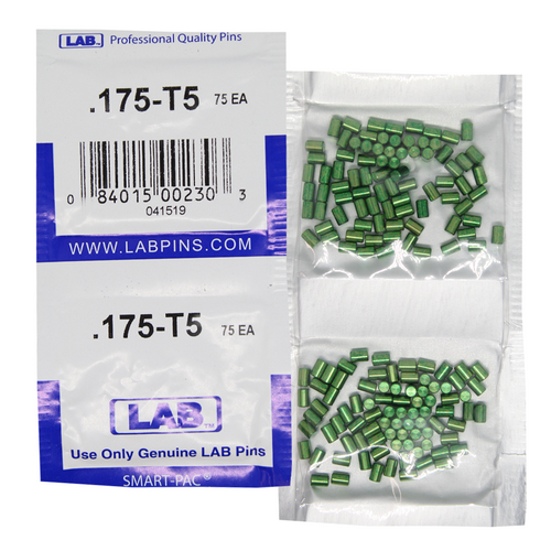 LAB 5175T-SP .175 Top Pin, Color-Coded Brass Alloy, .115 Dia, Crown .005, Smart Pack 150 Pins