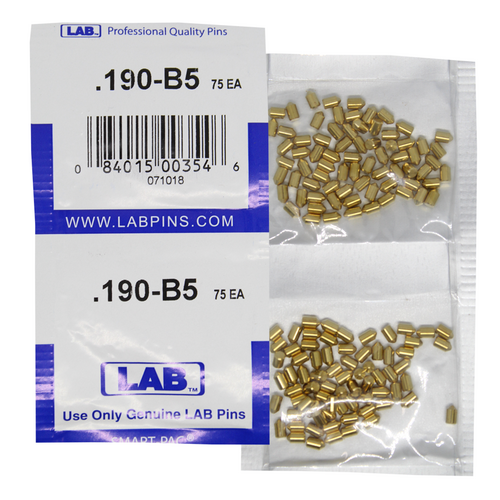 LAB 5190B-SP .190 Brass Bottom Pin, Color-Coded, .115 Dia, Crown .005, Smart Pack 150 Pins
