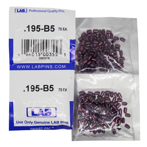 LAB 5195B-SP .195 Brass Bottom Pin, Color-Coded, .115 Dia, Crown .005, Smart Pack 150 Pins