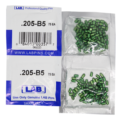 LAB 5205B-SP .205 Brass Bottom Pin, Color-Coded, .115 Dia, Crown .005, Smart Pack 150 Pins