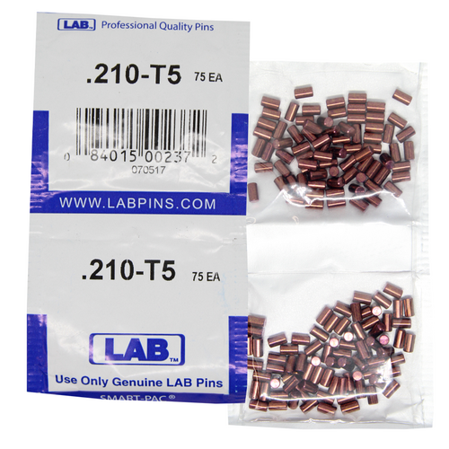 LAB 5210T-SP .210 Top Pin, Color-Coded Brass Alloy, .115 Dia, Crown .005, Smart Pack 150 Pins