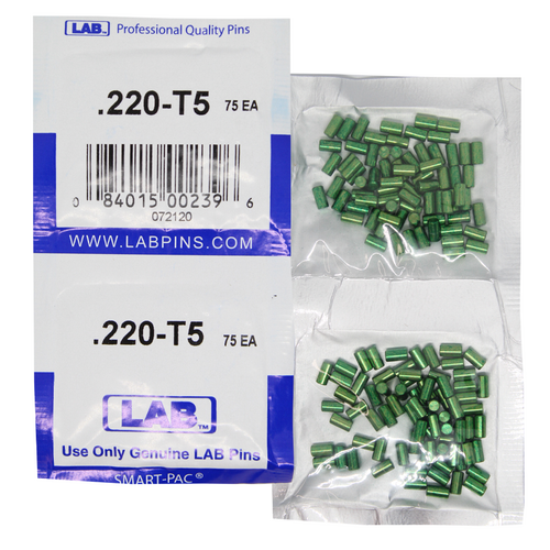 LAB 5220T-SP .220 Color-Coded Brass Top Pin, .115 Dia, Crown .005, Smart Pack 150 Pins