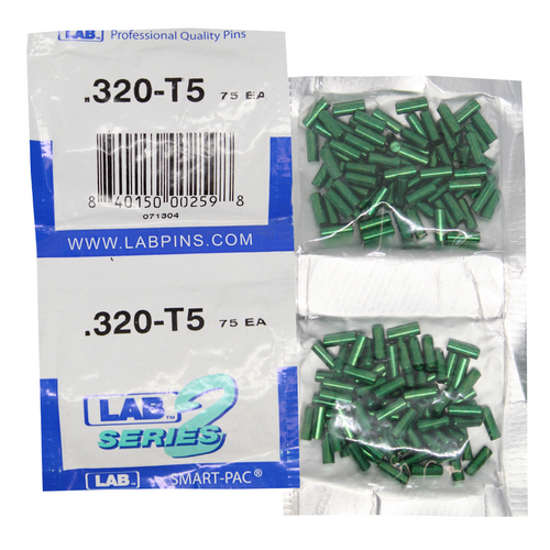LAB 5320T-SP .320 Color-Coded Top Pin, Brass Alloy, .115 Dia, Crown .005, Smart Pack 150 Pins