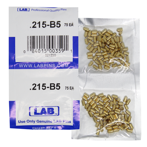 LAB 5215B-SP .215 Brass Bottom Pin, Color-Coded, .115 Dia, Crown .005, Smart Pack 150 Pins