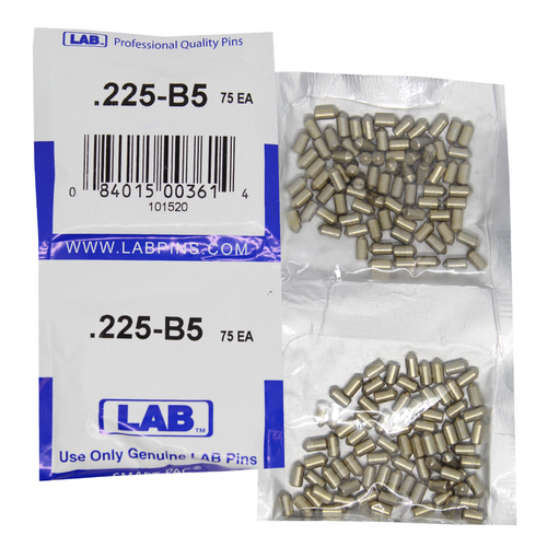 LAB 5225B-SP .225 Color-Coded Brass Bottom Pin, .115 Dia, Crown .005, Smart Pack 150 Pins
