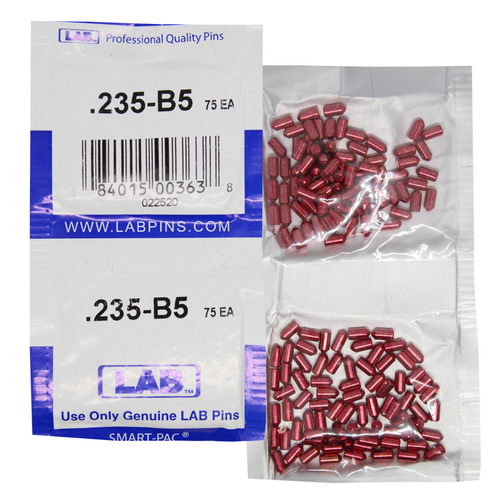 LAB 5235B-SP .235 Brass Bottom Pin, Color-Coded, .115 Dia, Crown .005, Smart Pack 150 Pins