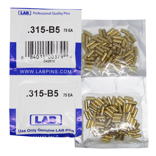 LAB 5315B-SP .315 Brass Bottom Pin, Color-Coded, .115 Dia, Crown .005, Smart Pack 150 Pins