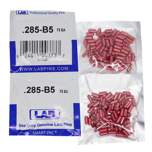LAB 5285B-SP .285 Brass Bottom Pin, Color-Coded, .115 Dia, Crown .005, Smart Pack 150 Pins