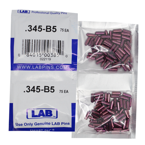 LAB 5345B-SP .345 Brass Bottom Pin, Color-Coded, .115 Dia, Crown .005, Smart Pack 150 Pins