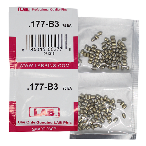 LAB 177B .177 Color-Coded Brass Alloy Bottom Pins, .115 Dia, Crown .003, Smart Pack 150