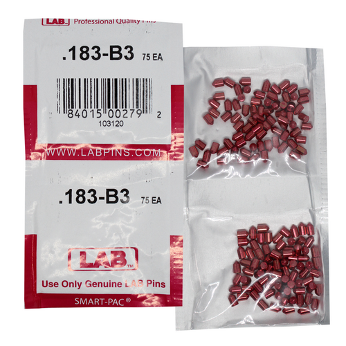 LAB 183B .183 Brass Bottom Pin, Color-Coded, .115 Dia, Crown .003, Smart Pack 150 Pins