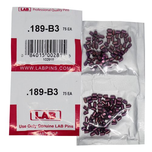 LAB 189B .189 Brass Bottom Pin, Color-Coded, .115 Dia, Crown .003, Smart Pack 150 Pins