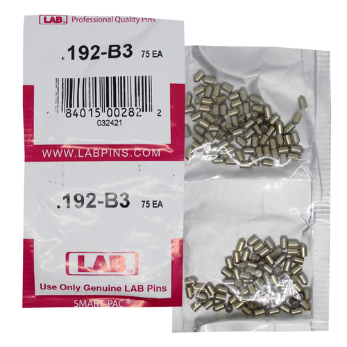 LAB 192B .192 Brass Bottom Pin, Color-Coded, .115 Dia, Crown .003, Smart Pack 150 Pins