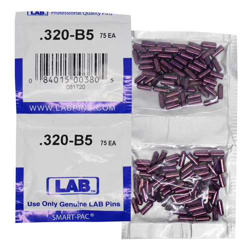 LAB 5320B-SP .320 Brass Bottom Pin, Color-Coded, .115 Dia, Crown .005, Smart Pack 150 Pins