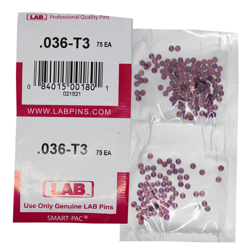 LAB 036T .036 Top Pin, Color-Coded Brass Alloy, .115
