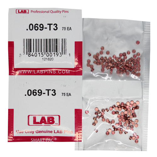 LAB 069T .069 Top Pin, Color-Coded Brass Alloy, .115