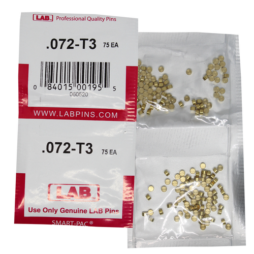LAB 072T .072 Top Pin, Color-Coded Brass Alloy, .115