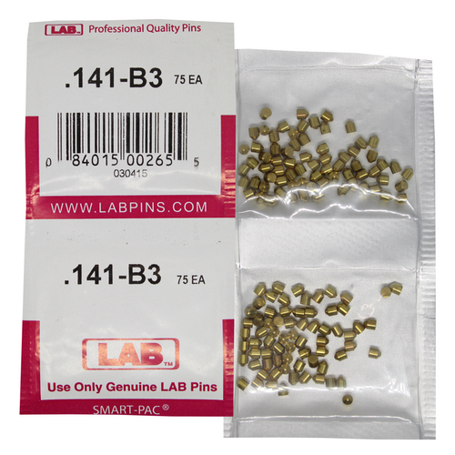 LAB 141B .141 Brass Bottom Pin, Color-Coded, .115 Diameter, Smart Pack 150 Pins