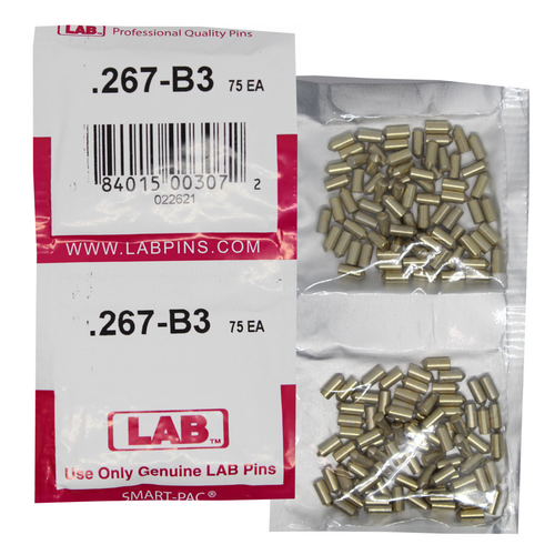 LAB 267B .267 Brass Bottom Pin, Color-Coded, .115 Dia, Crown .003, Smart Pack 150 Pins