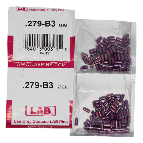 LAB 279B .279 Brass Bottom Pin, Color-Coded, .115 Dia, Crown .003, Smart Pack 150 Pins