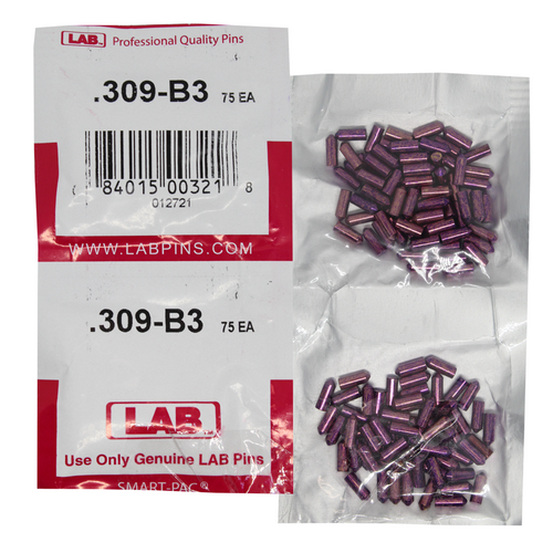 LAB 309B .309 Brass Bottom Pin, Color-Coded, .115 Dia, Crown .003, Smart Pack 150 Pins