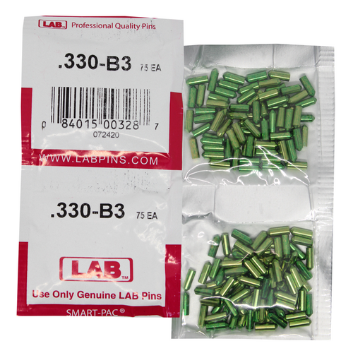 LAB 330B .330 Brass Bottom Pin, Color-Coded, .115 Dia, Crown .003/.005, Smart Pack 150