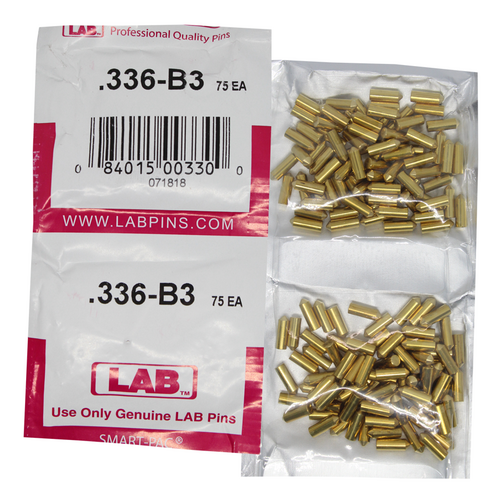 LAB 336B .336 Brass Bottom Pin, Color-Coded, .115 Dia, Crown .003, Smart Pack 150 Pins